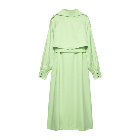Damen Trenchcoat mit Taillengürtel, Schulterklappen und weitem Wasserfall-Revers Nord Taschen