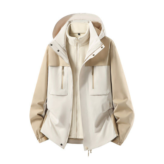 Herren Zweiteiliger Softshell-Parka mit herausnehmbarer Fleece-Innenjacke und Kapuze Nord Taschen