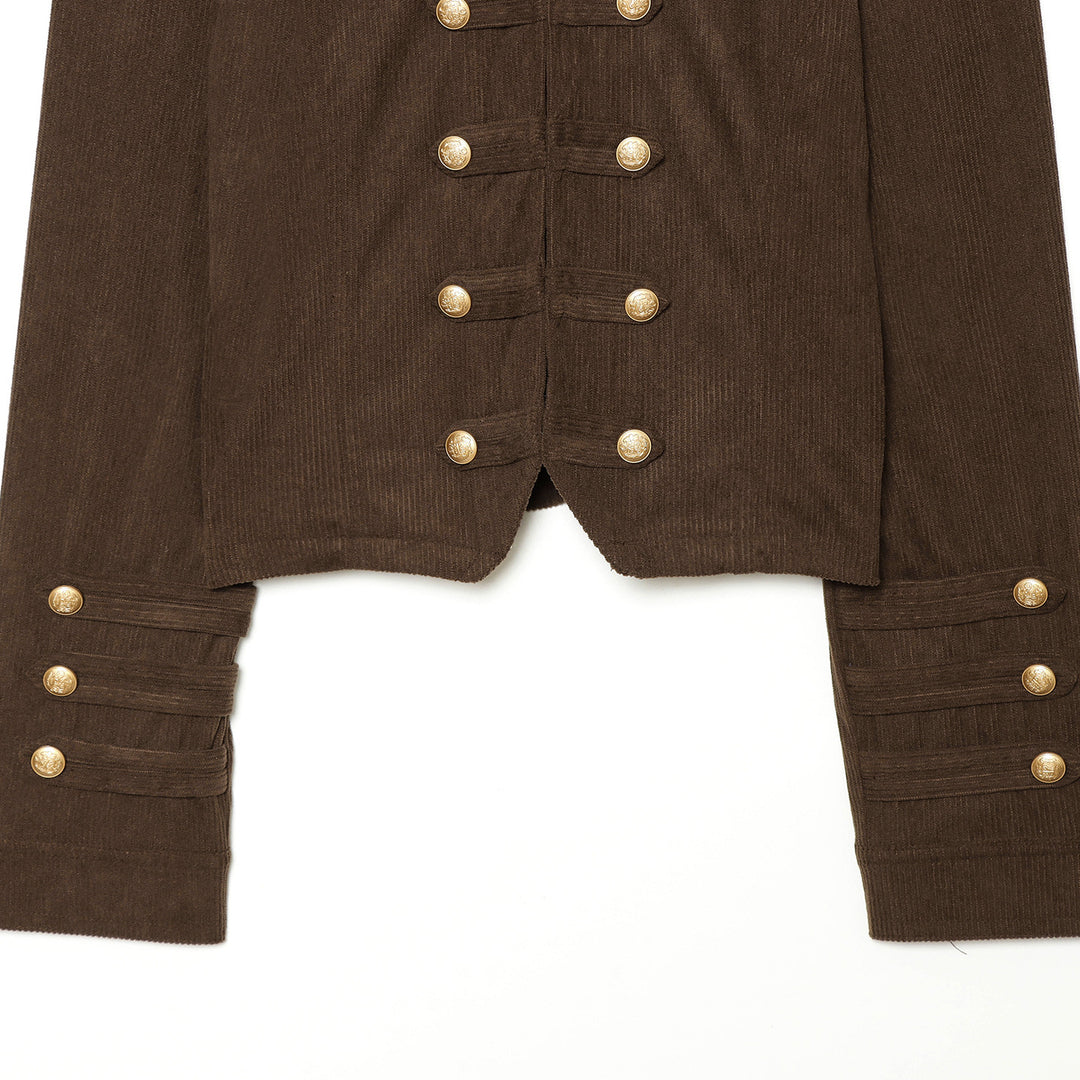 Damen Cropped Militärjacke mit Stehkragen, Epauletten und Zierknopfleiste Nord Taschen