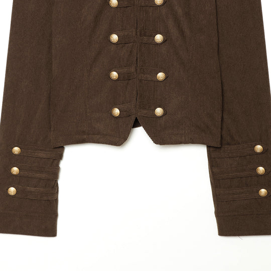 Damen Cropped Militärjacke mit Stehkragen, Epauletten und Zierknopfleiste Nord Taschen