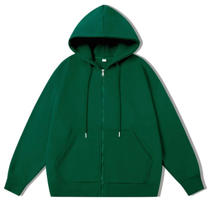 Unisex nan oversized Kapuzenjacke mit ausladendem Schulterschnitt, durchgehendem Reißverschluss und French-Terry Nord Taschen