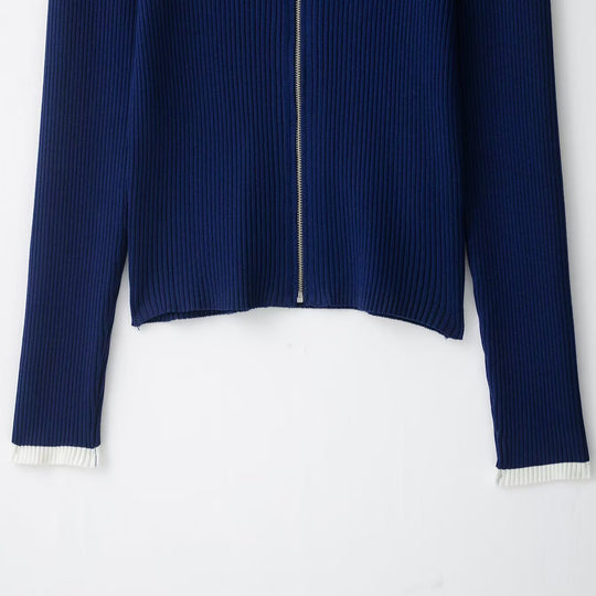 Damen Rippstrick-Cardigan mit Stehkragen und durchgehendem Reißverschluss Nord Taschen