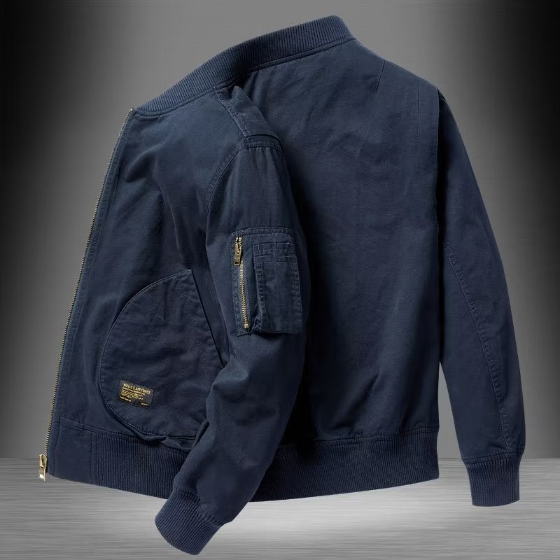 Herren Baumwoll-Canvas Bomberjacke mit Ärmeltasche und Rippbündchen Nord Taschen