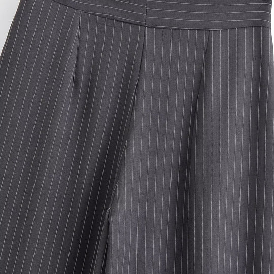 Damen Palazzo-Hose mit Nadelstreifen, vorn segmentierten Falten und hoher Bund Nord Taschen