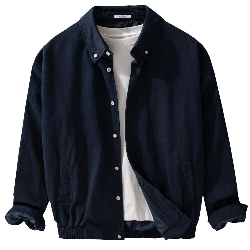 Herren Leichte Baumwoll-Utility-Jacke mit Knopfleiste und elastischem Saum Nord Taschen