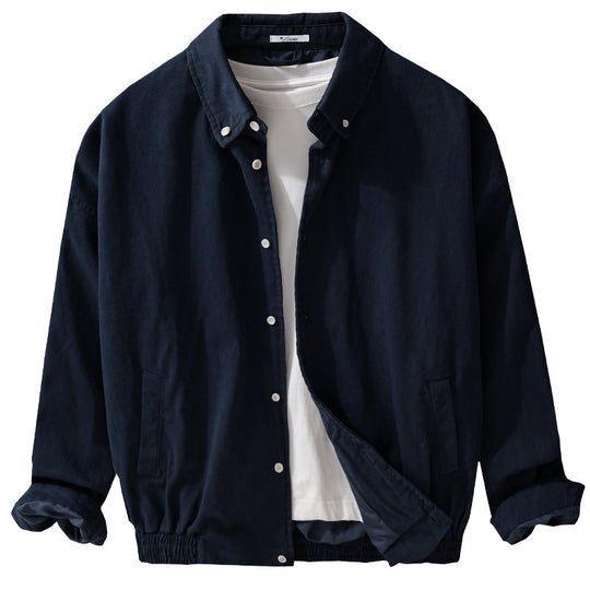 Herren Leichte Baumwoll-Utility-Jacke mit Knopfleiste und elastischem Saum Nord Taschen