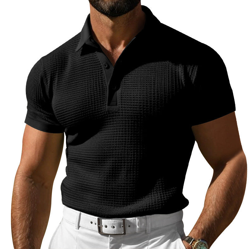 Herren nan strukturiertes Piqué-Poloshirt aus Baumwollmischung mit verstärktem Polokragen