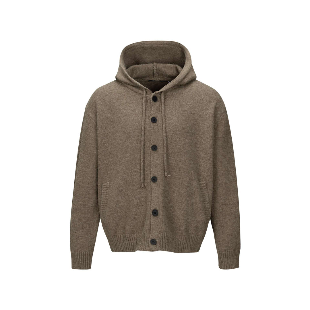 Unisex Kapuzen-Cardigan mit Knopfleiste, angerauter Strickstruktur und Rippbündchen Nord Taschen