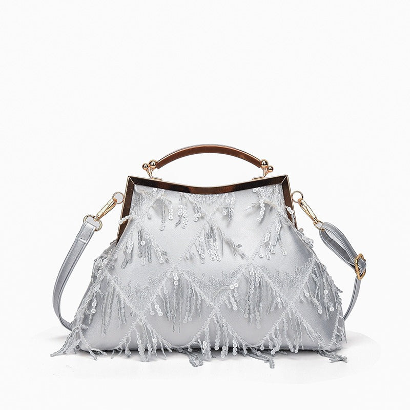 Damen Glamouröse Handtasche mit Fransen und Strass Nord Taschen