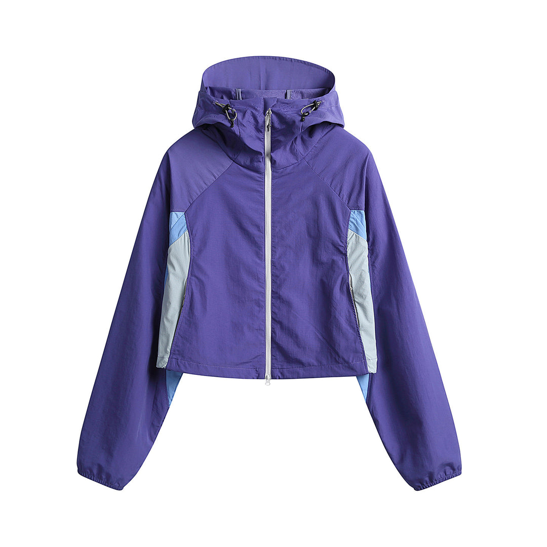 Damen Kurz geschnittene Kapuzen-Windjacke mit technischen Einsätzen Nord Taschen