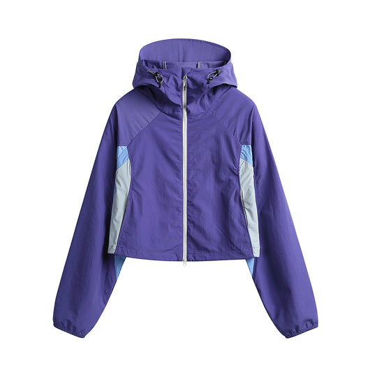 Damen Kurz geschnittene Kapuzen-Windjacke mit technischen Einsätzen Nord Taschen