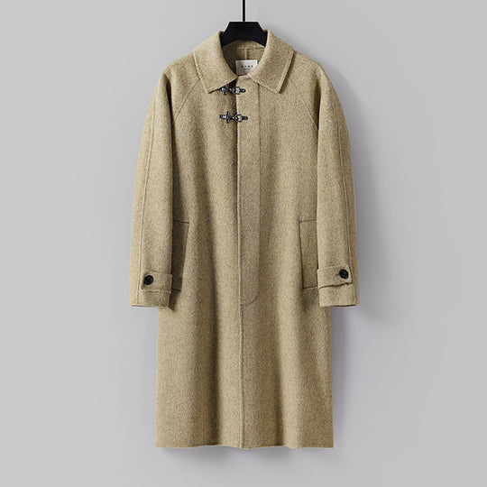 Herren Gerader Wollmix-Longcoat mit verdeckter Front und dekorativen Knebelverschlüssen Nord Taschen