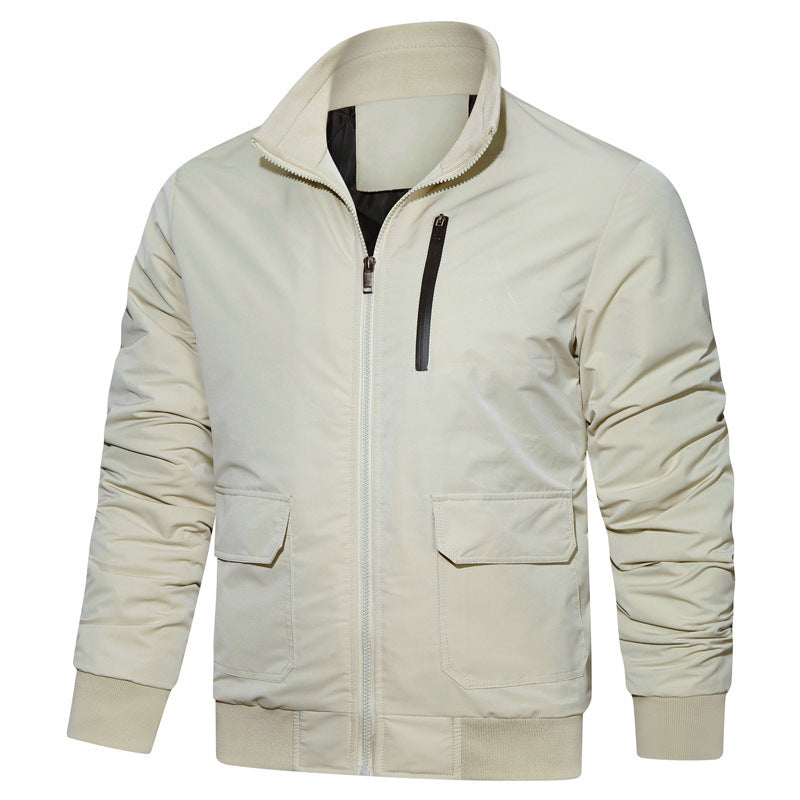 Herren leichter Utility-Bomberjacke mit geripptem Bund, Reißverschluss-Brusttasche und Pattentaschen Nord Taschen