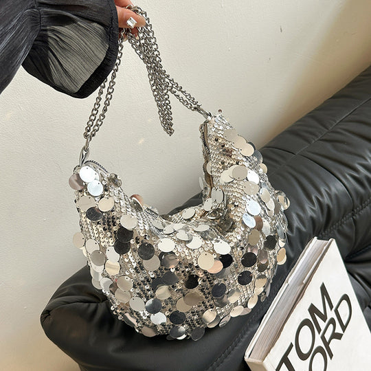 Damen Pailletten Handtasche mit Kettenriemen Nord Taschen