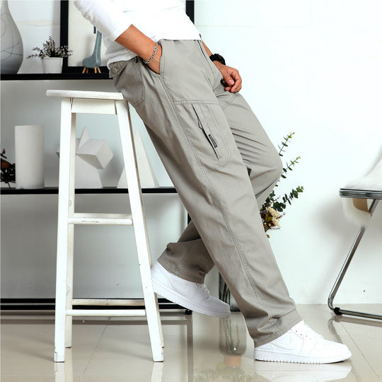 Herren Weite Utility-Cargohose mit elastischem Bund, seitlicher Reißverschlusstasche & vorgeformten Knieeinsätzen Nord Taschen