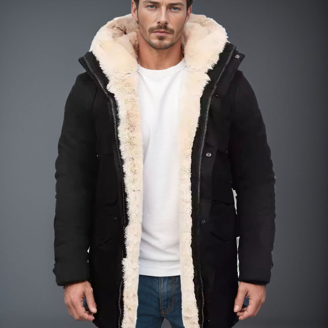 Herren Parka im Field‑Stil mit Teddyfutter in Kapuze, aufgesetzten Pattentaschen und Druckknopfverschluss Nord Taschen