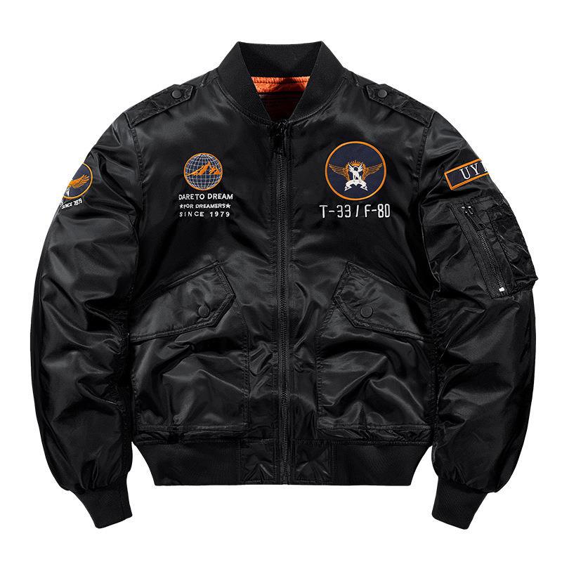 Herren Aviator-Bomberjacke im Military-Look mit gestepptem Thermofutter und Schulterpatches Nord Taschen