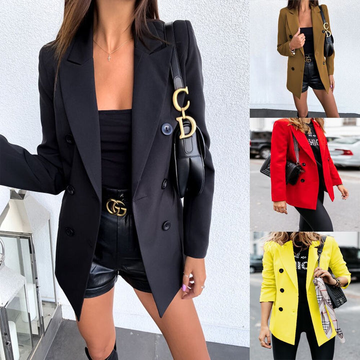 Damen eleganter taillierter Blazer mit doppelter Knopfleiste
