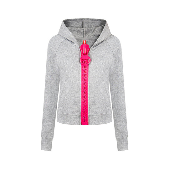 Damen Kapuzen-Sweatjacke mit übergroßem Reißverschluss und legerer Passform Nord Taschen