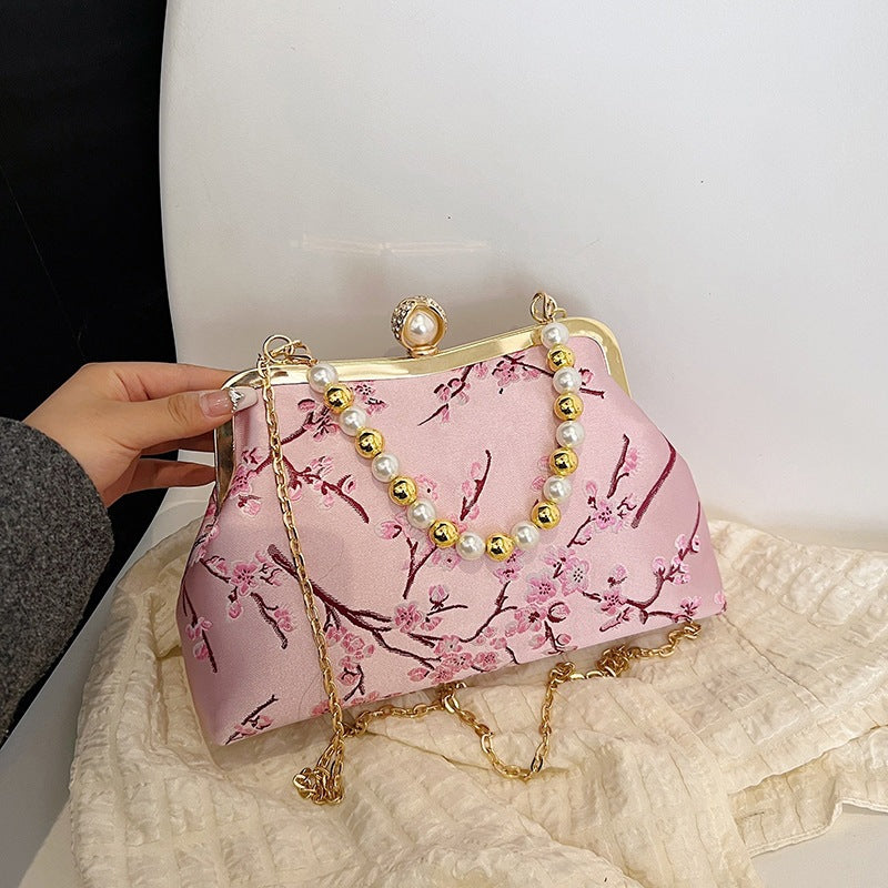 Damen stilvolle Clutch mit luxuriösem Perlenschmuck Nord Taschen
