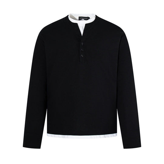 Herren Langärmeliges Henley-Layer-Shirt mit kontrastierendem Innenkragen und modernem Regular-Fit Nord Taschen