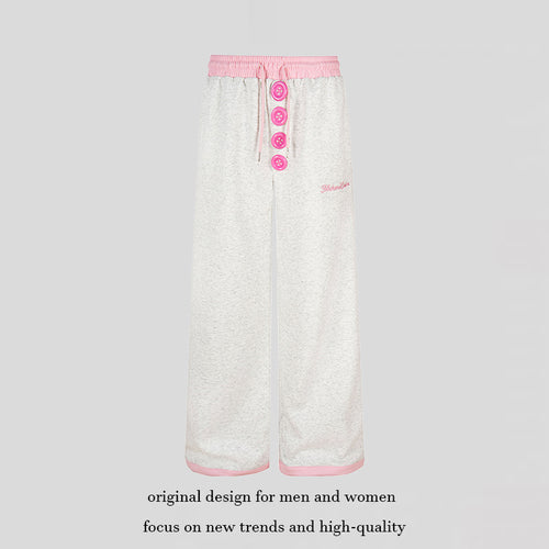 Damen Weite Lounge-Hose mit Zierknopfleiste, hohem Bund und Kordelzug Nord Taschen