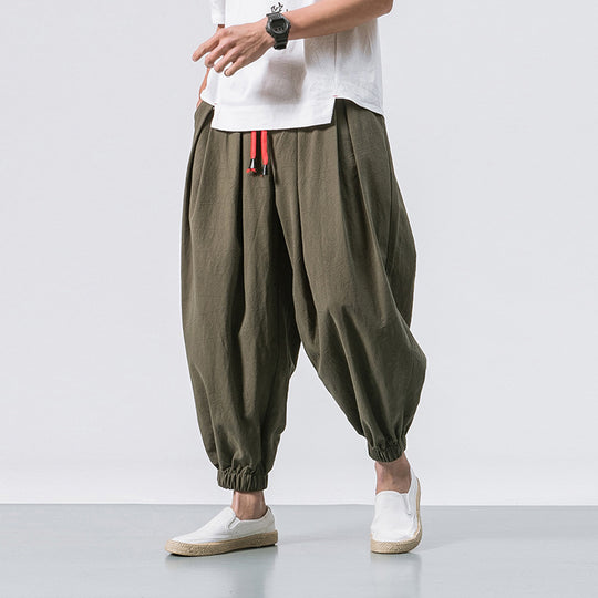 Herren ausgefallene Ballonhose im Haremstil mit Faltenwurf, elastischem Bund und Kordelzug Nord Taschen