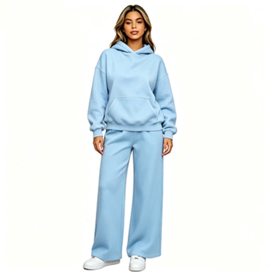 Damen Lässiger Kapuzenpullover mit weiten Hosen Nord Taschen