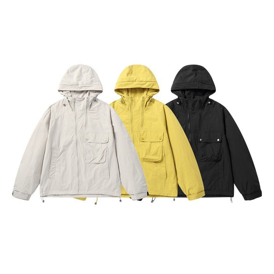 Unisex Leichte Boxy-Windjacke mit Kapuze, Utility-Brusttasche und Kordelzug Nord Taschen