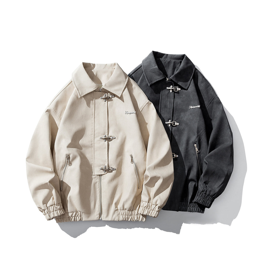 Herren Oversize Veloursjacke mit markanten Metallverschlüssen und Reißverschlusstaschen Nord Taschen