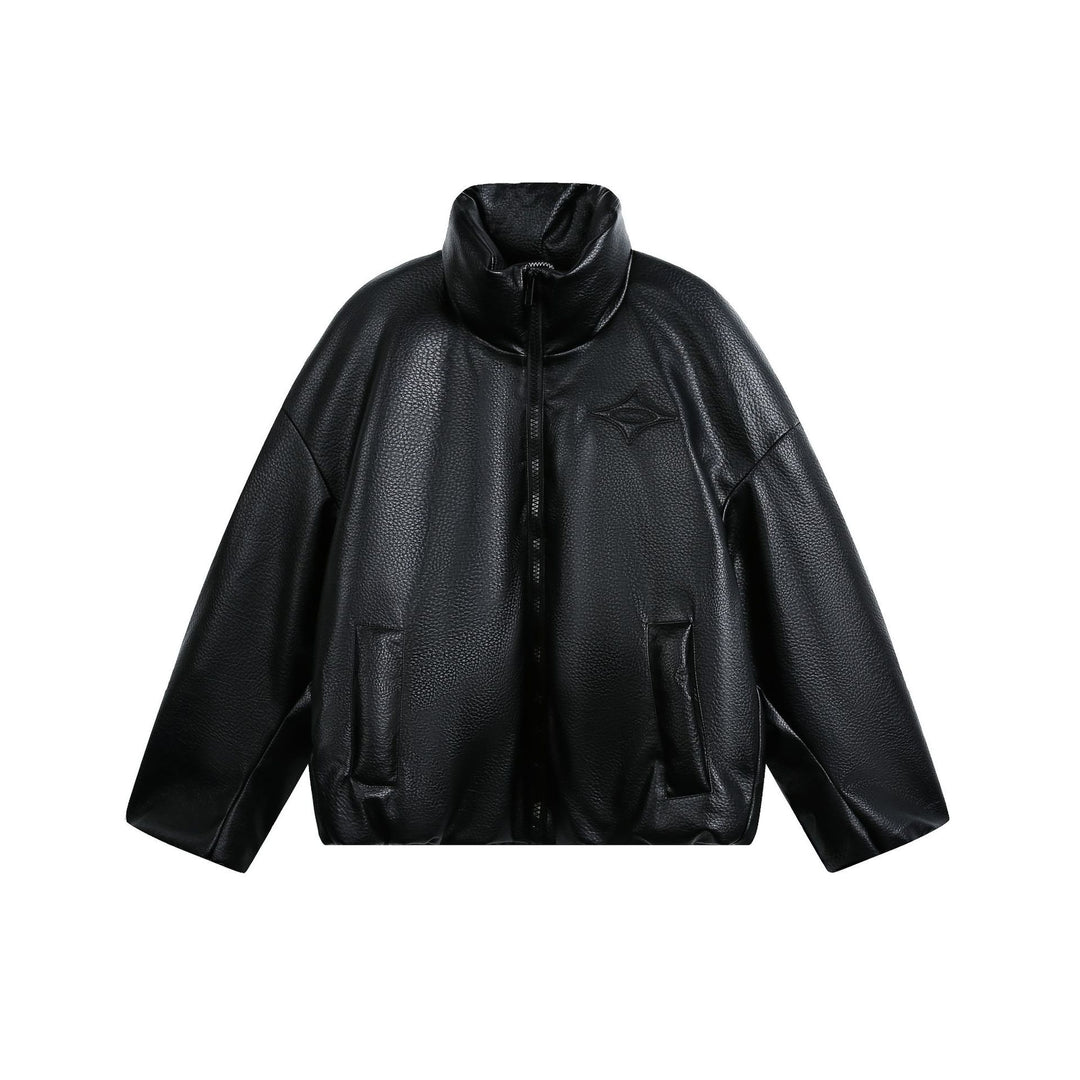 Damen Oversized Kunstleder-Bomberjacke mit hohem Stehkragen Nord Taschen