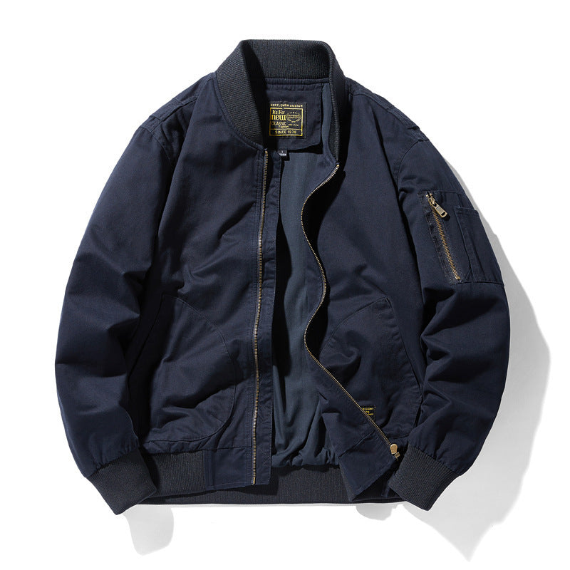 Herren leichter Canvas-Bomber im Utility-Fieldstil mit Ärmeltasche und gerippten Bündchen Nord Taschen