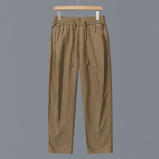 Herren Leinen-Baumwollhose mit elastischem Bund und Tunnelzug Nord Taschen
