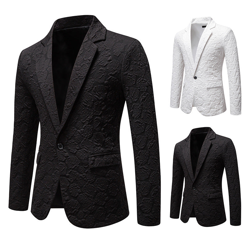 Herren strukturiertes Business-Sakko mit floraler Jacquardstruktur und Slim-Fit Nord Taschen