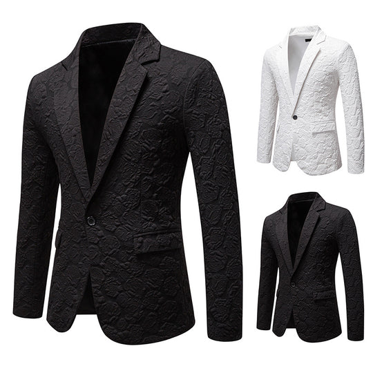 Herren strukturiertes Business-Sakko mit floraler Jacquardstruktur und Slim-Fit Nord Taschen