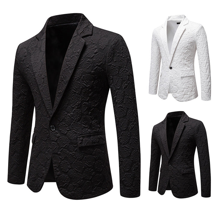Herren strukturiertes Business-Sakko mit floraler Jacquardstruktur und Slim-Fit Nord Taschen