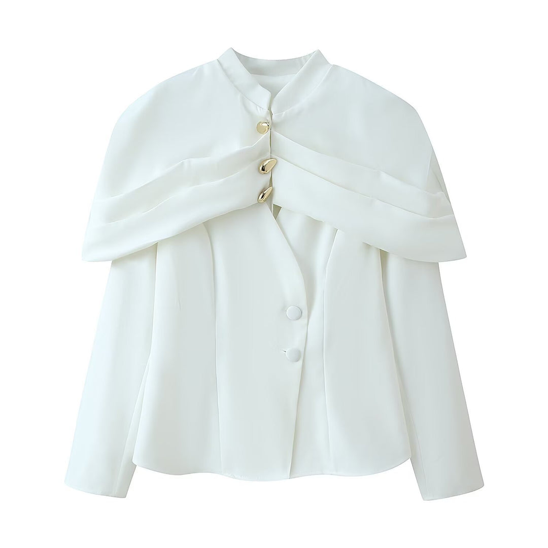Damen Cape-Blazer mit doppeltem Capelet, Stehkragen und taillierter Silhouette Nord Taschen