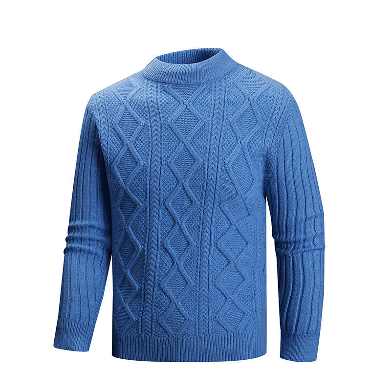 Herren Kabelstrick-Mockneck-Pullover aus feinem Wollmix mit Zopfmuster Nord Taschen