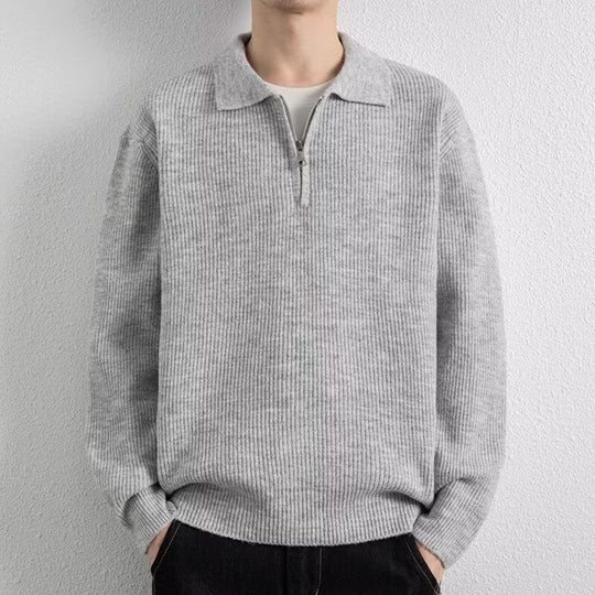 Herren Gemusterter Strickpullover mit Stehkragen Nord Taschen