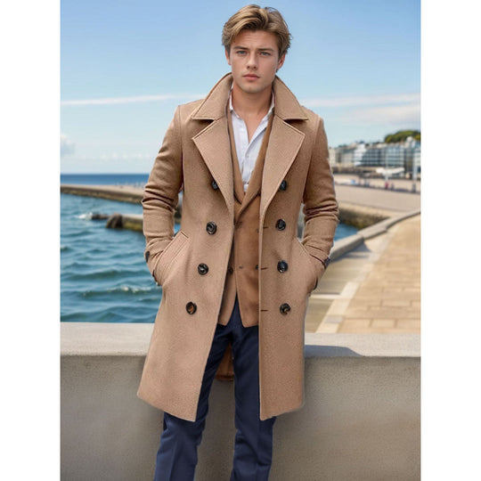Herren knielanger klassischer Mantel mit gefütterter Innenlage und eleganter Knopfleiste Nord Taschen