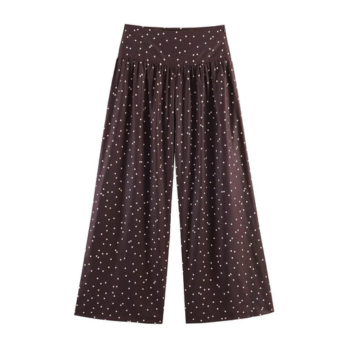 Damen Hochtaillierte Palazzo-Hose mit weitem Bein und gepunkteter Satin-Optik Nord Taschen