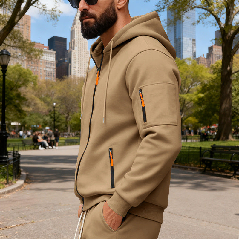 Herren Sportliche Zip-Hoodie mit Innovativen Reißverschlusstaschen