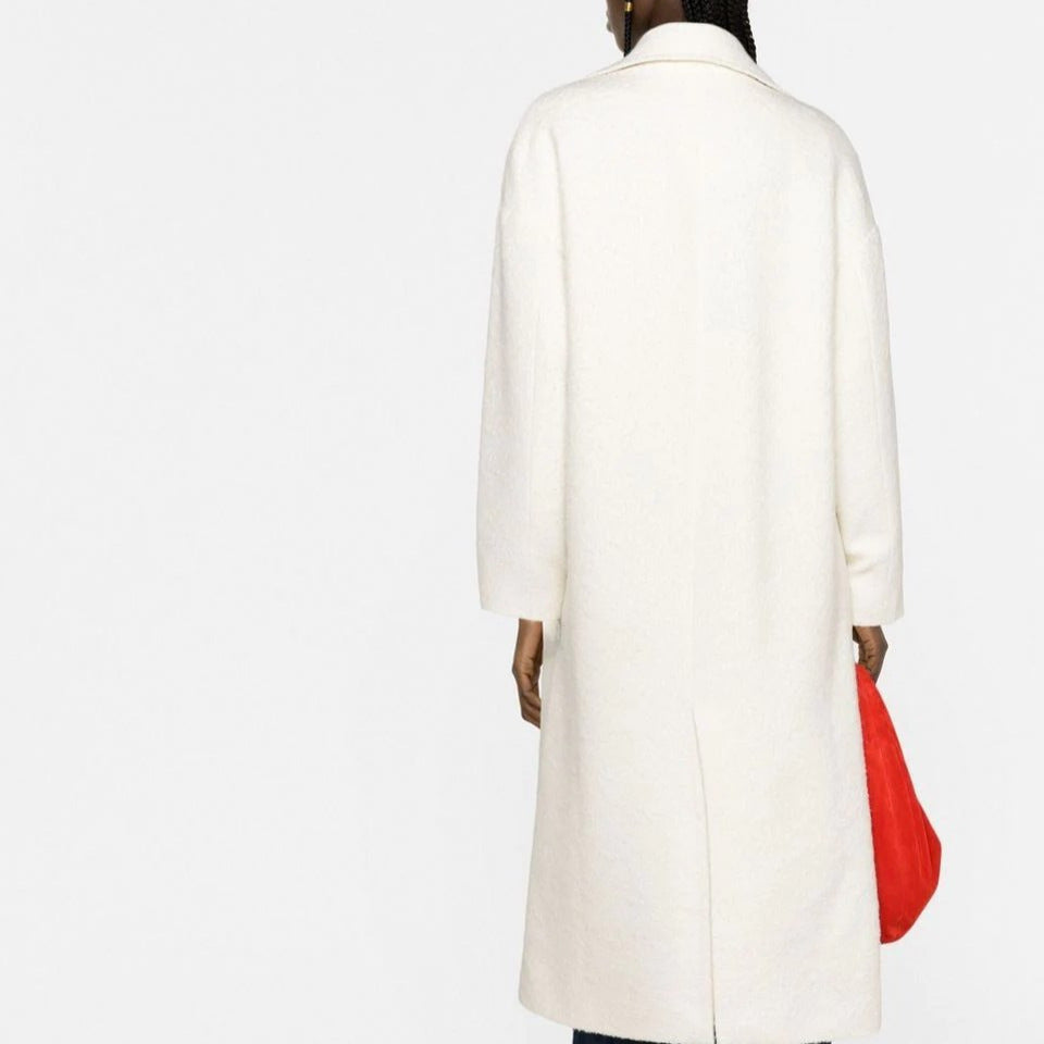 Damen Langer Bouclé‑Mantel mit kastiger Silhouette und aufgesetzten Pattentaschen Nord Taschen