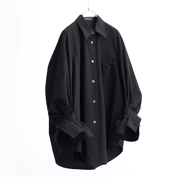 Damen Oversize-Baumwollhemd mit extra weitem Schnitt und Brusttasche Nord Taschen