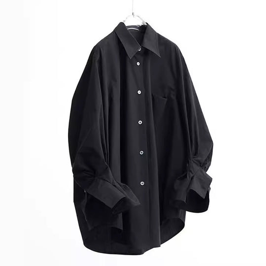 Damen Oversize-Baumwollhemd mit extra weitem Schnitt und Brusttasche Nord Taschen
