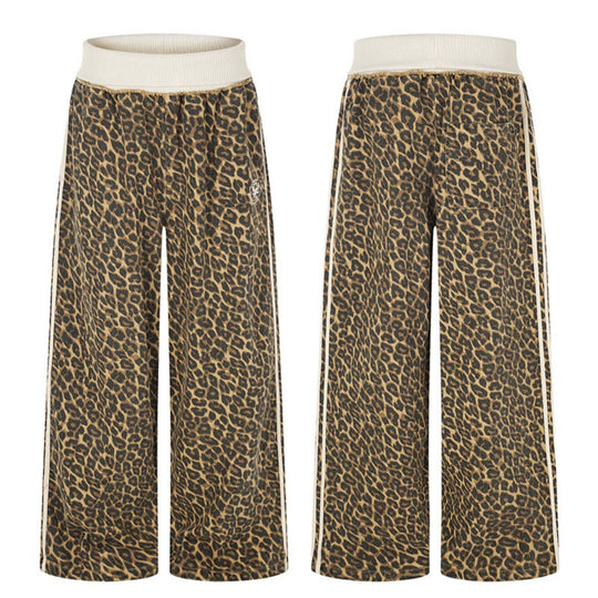 Damen weite Palazzo-Jogginghose mit Leopardenprint und elastischem Rippbund Nord Taschen