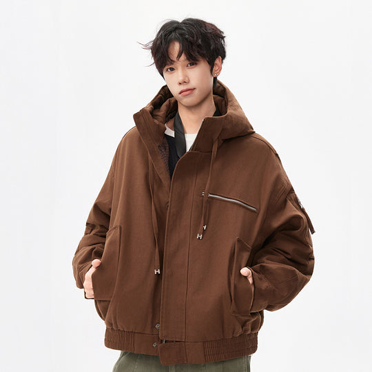 Herren Utility-Kapuzenjacke mit Reißverschluss, multifunktionalen Taschen und elastischem Saum Nord Taschen