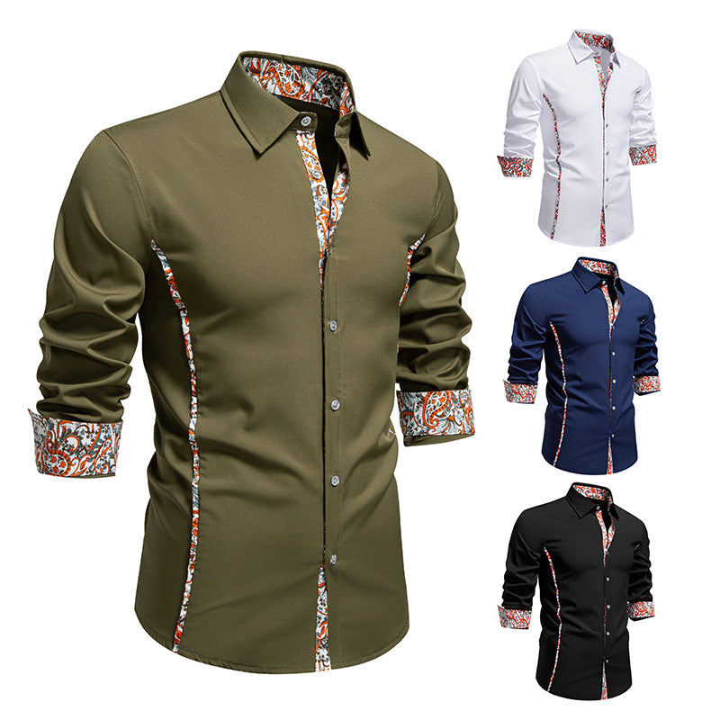Herren Elegantes tailliertes Business-Hemd mit kontrastierter Innenblende und Paisley-Detail Nord Taschen