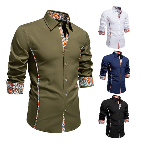 Herren Elegantes tailliertes Business-Hemd mit kontrastierter Innenblende und Paisley-Detail Nord Taschen