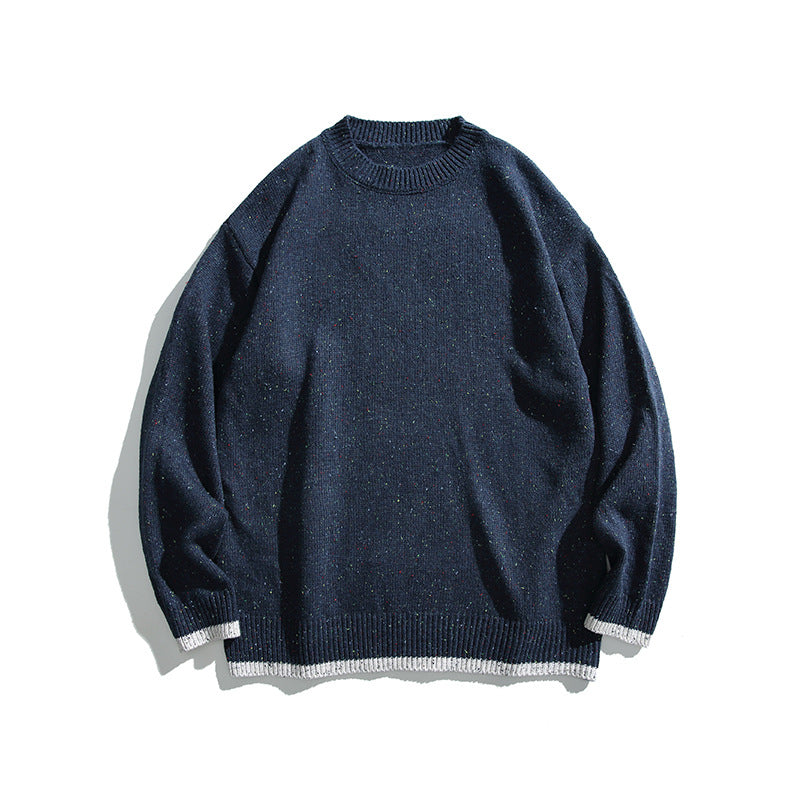 Unisex Oversize Strickpullover mit Rundhalsausschnitt, Kontrastbündchen und Melange‑Noppenstruktur Nord Taschen